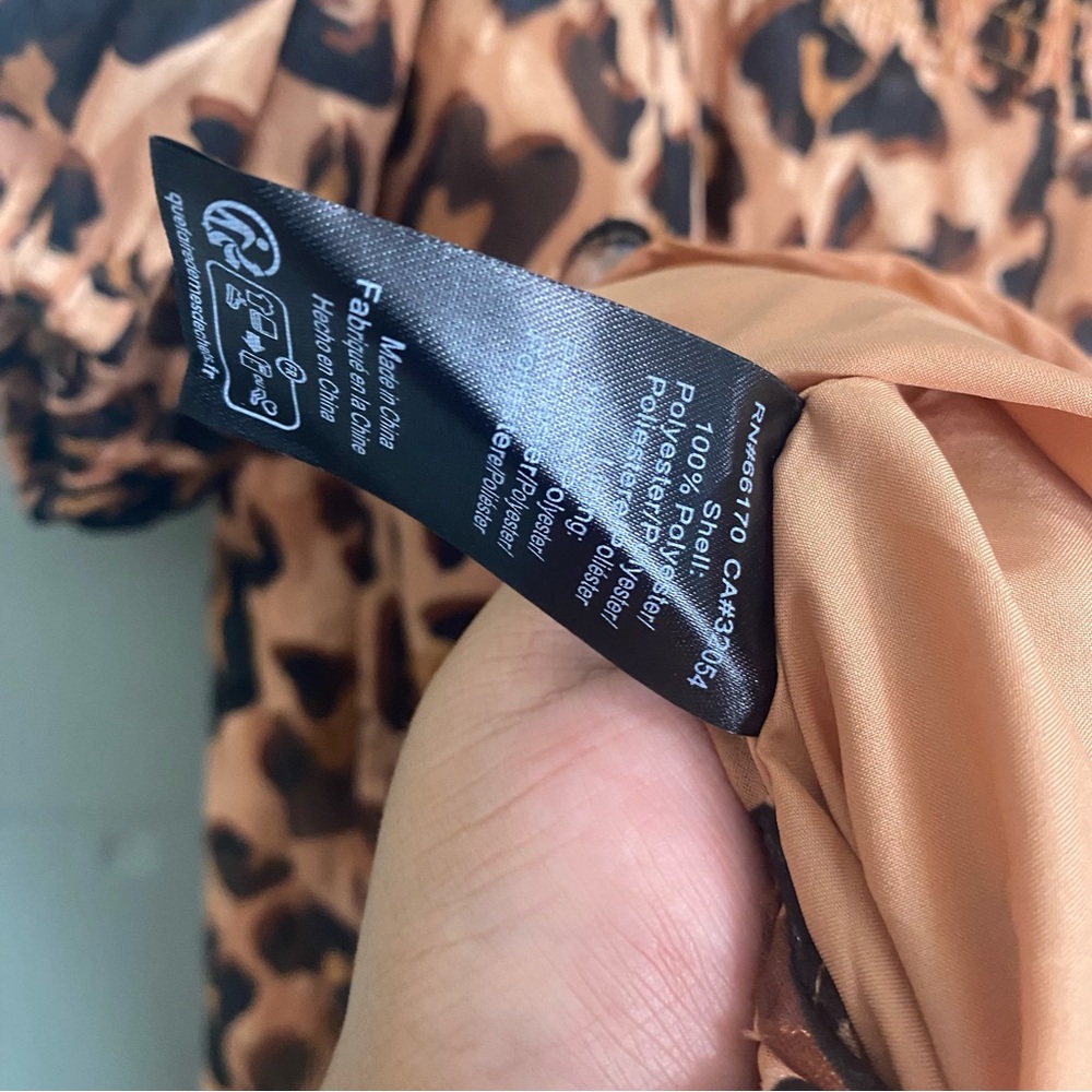 Anthropologie Hutch Leopard Cheetah Twist Puff Sleeve Ruffle Hem Midi Dress 1X - Picture 7 of 7